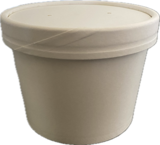12 oz. Paper Food Container with Paper Lid Combo - White