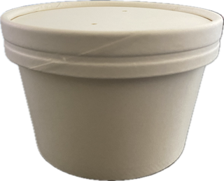 8 oz. Paper Food Container with Paper Lid Combo - White