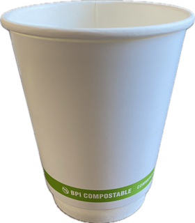 8 oz. Compostable Paper Double Wall Hot Drinking Cups - Compostable Print  (Special Order)